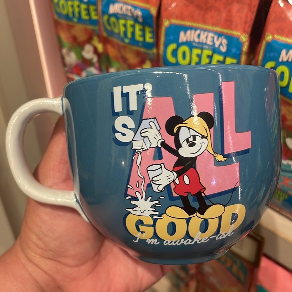 Disney Parks Mickey It’s All Good I’m Awake-ish Morning Coffee Mug 19oz NEW 2025